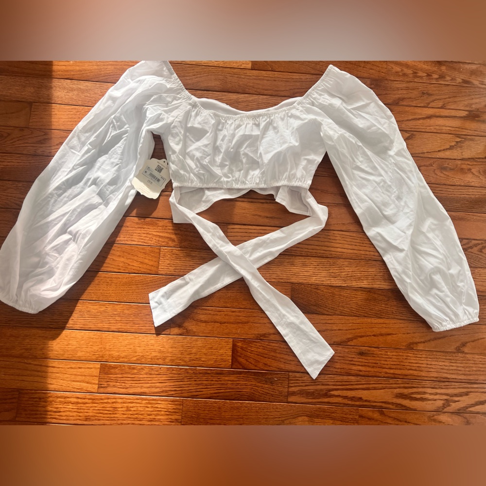 Altar’d State White Crop Blouse with ties